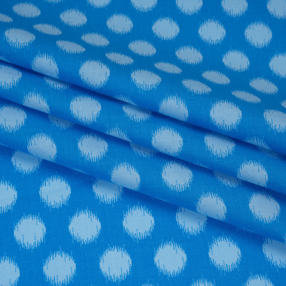 Printed Quilting Cotton by Heather Bailey for FIGO Studio - Blue Top Dot Ikat Polka Dots - Pop Sugar Collection
