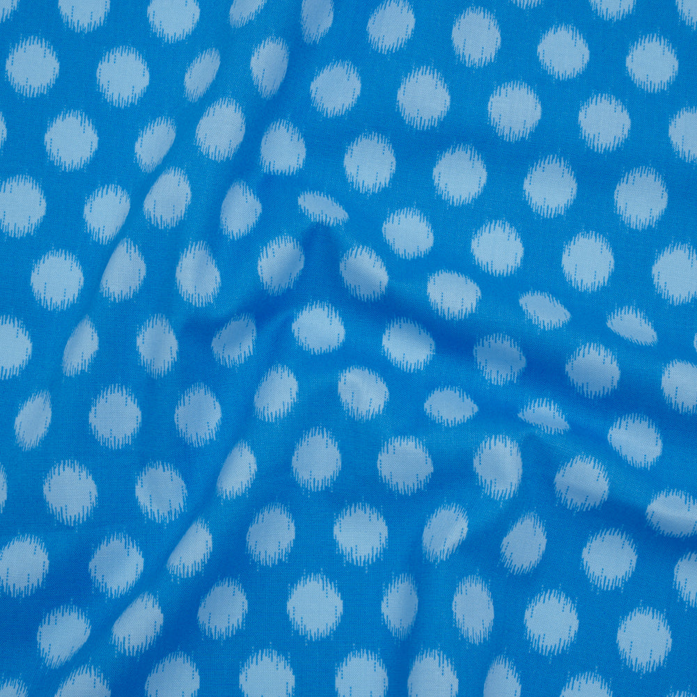 Printed Quilting Cotton by Heather Bailey for FIGO Studio - Blue Top Dot Ikat Polka Dots - Pop Sugar Collection