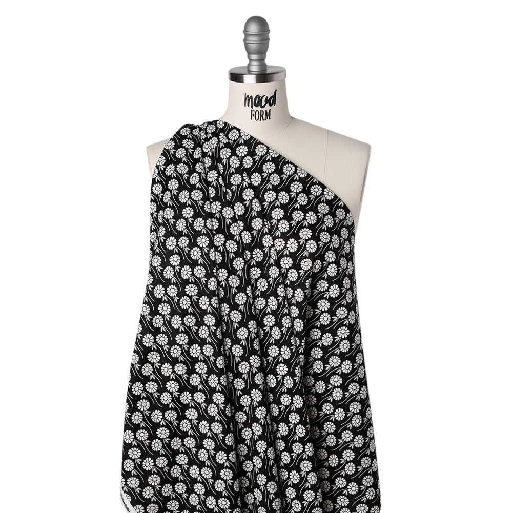 Printed Quilting Cotton by Heather Bailey for FIGO Studio - Licorice Upsy Daisy Floral - Pop Sugar Collection