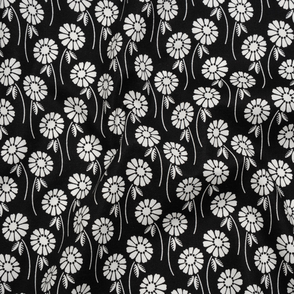 Printed Quilting Cotton by Heather Bailey for FIGO Studio - Licorice Upsy Daisy Floral - Pop Sugar Collection
