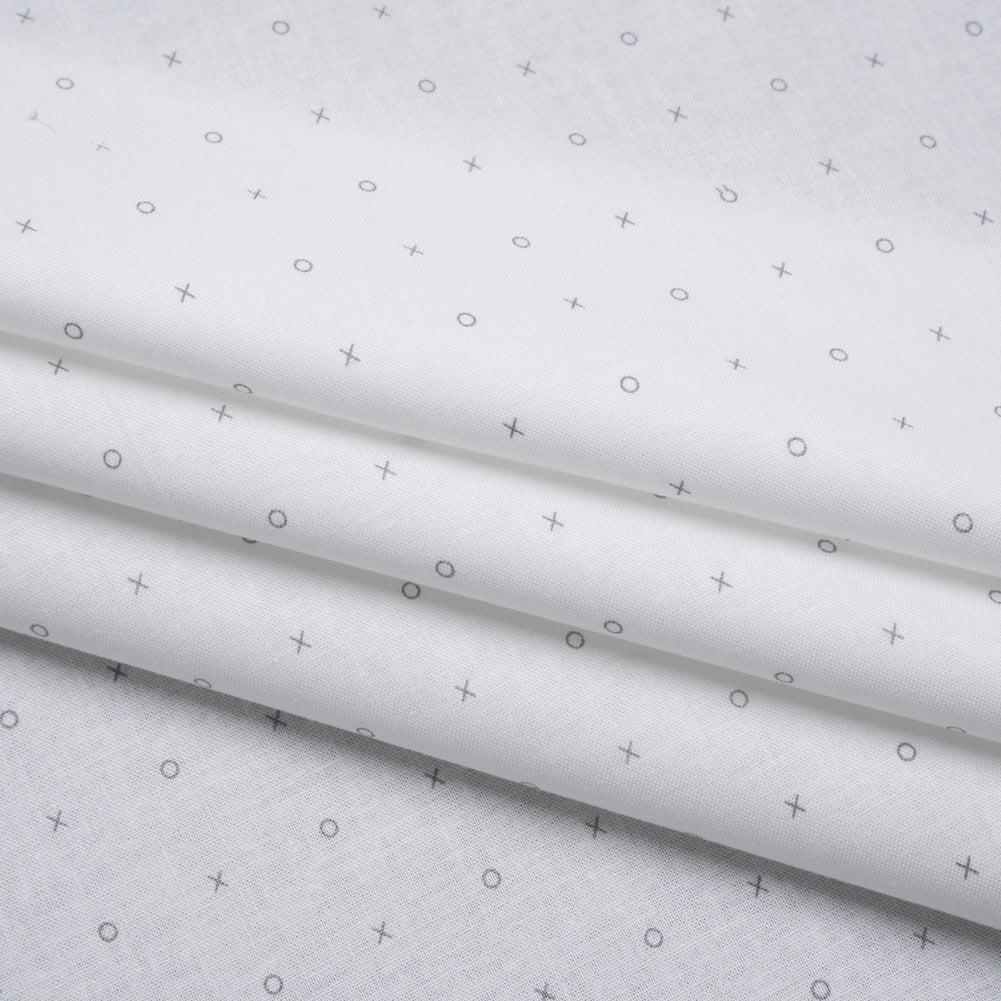 Printed Quilting Cotton by Ghazal Razavi for FIGO Studio - White and Gray XO Grid - Dovetail Collection