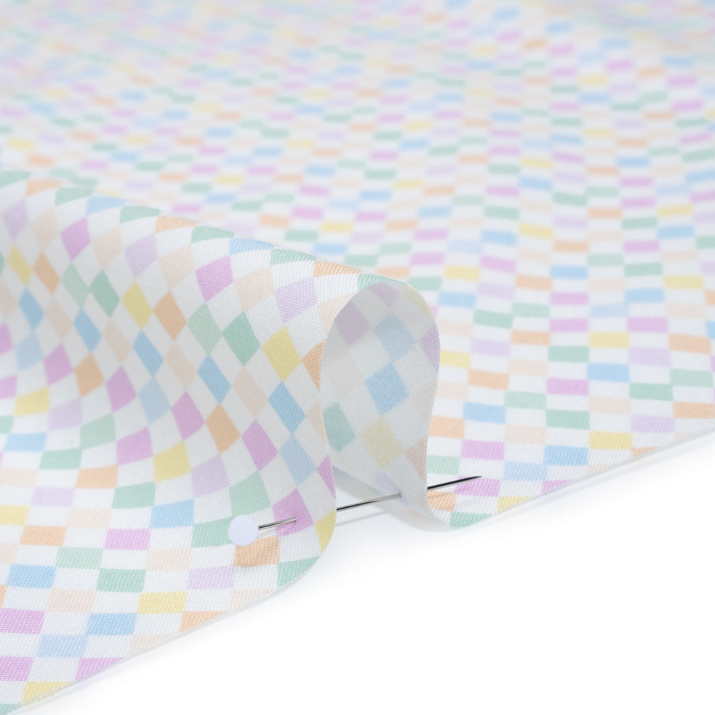 Printed Quilting Cotton by Ghazal Razavi for FIGO Studio - Pastel Rainbow and White Diamonds - Dovetail Collection