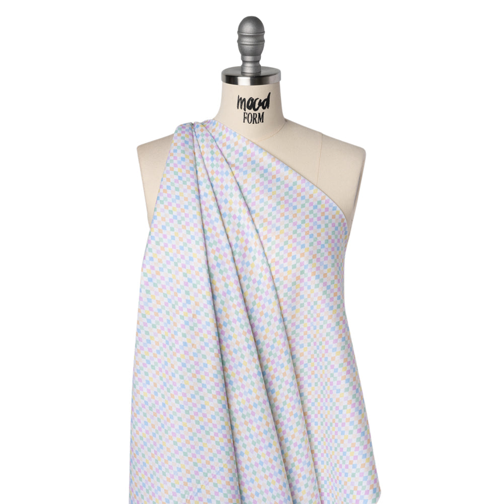 Printed Quilting Cotton by Ghazal Razavi for FIGO Studio - Pastel Rainbow and White Diamonds - Dovetail Collection