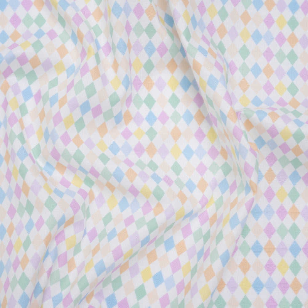 Printed Quilting Cotton by Ghazal Razavi for FIGO Studio - Pastel Rainbow and White Diamonds - Dovetail Collection