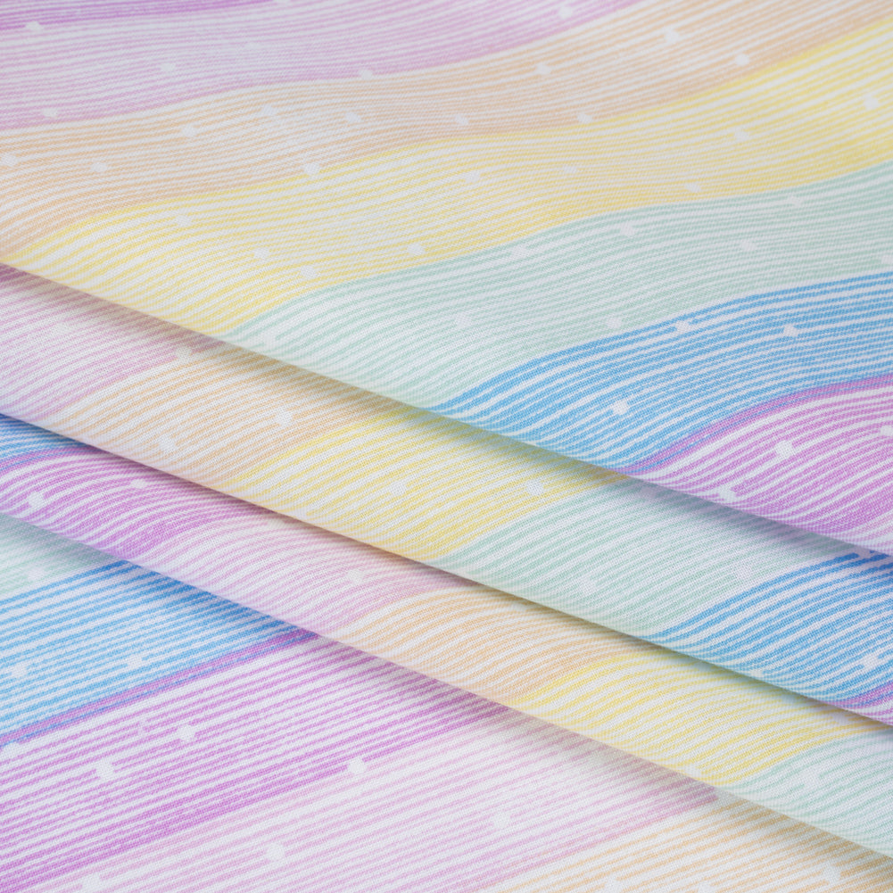 Printed Quilting Cotton by Ghazal Razavi for FIGO Studio - Pastel Rainbow and White Icing Stripes and Dots - Dovetail Collection