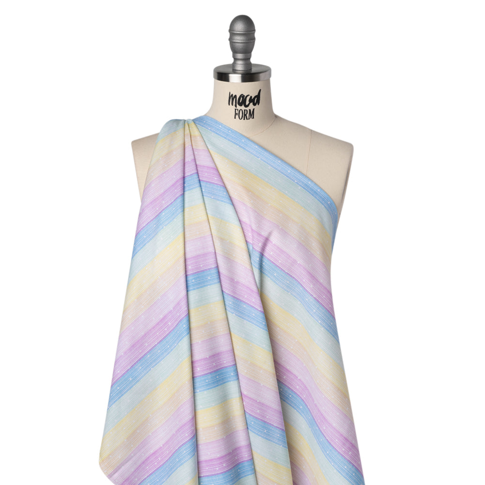 Printed Quilting Cotton by Ghazal Razavi for FIGO Studio - Pastel Rainbow and White Icing Stripes and Dots - Dovetail Collection
