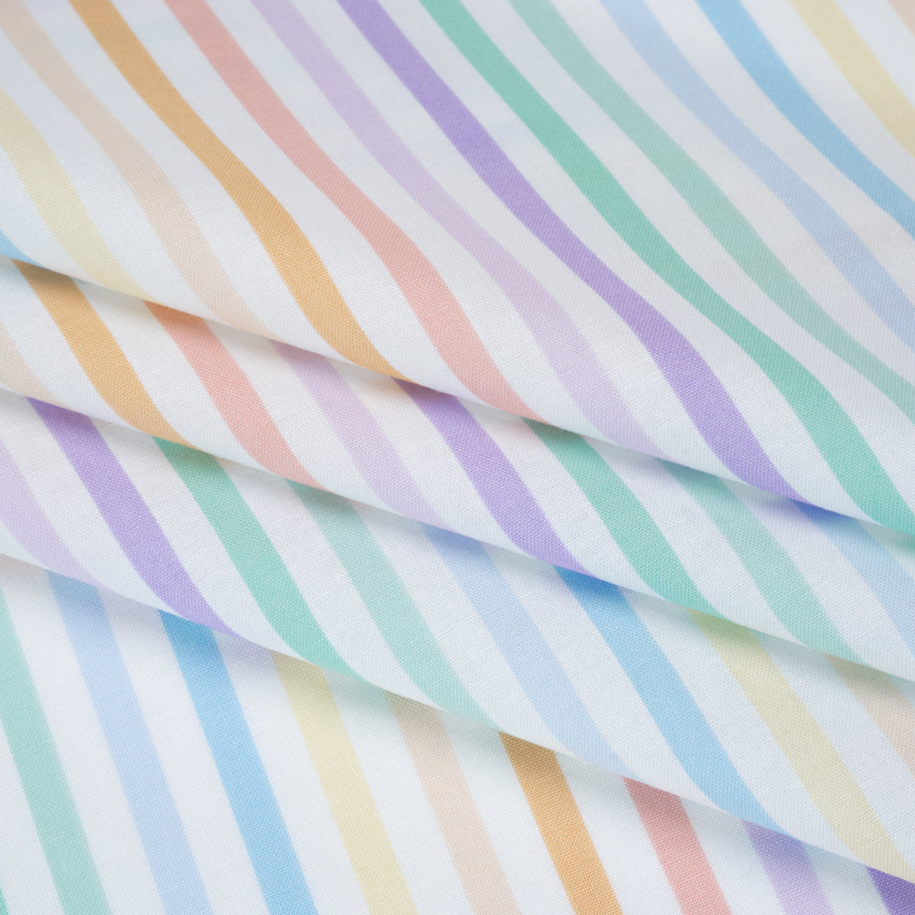 Printed Quilting Cotton by Ghazal Razavi for FIGO Studio - Pastel Rainbow and White Gummy Stripes - Dovetail Collection