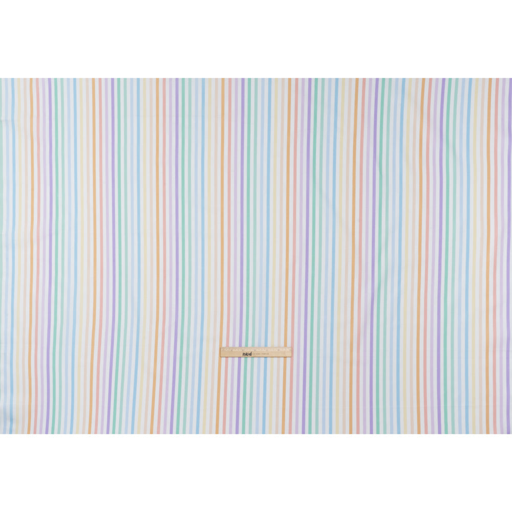 Printed Quilting Cotton by Ghazal Razavi for FIGO Studio - Pastel Rainbow and White Gummy Stripes - Dovetail Collection