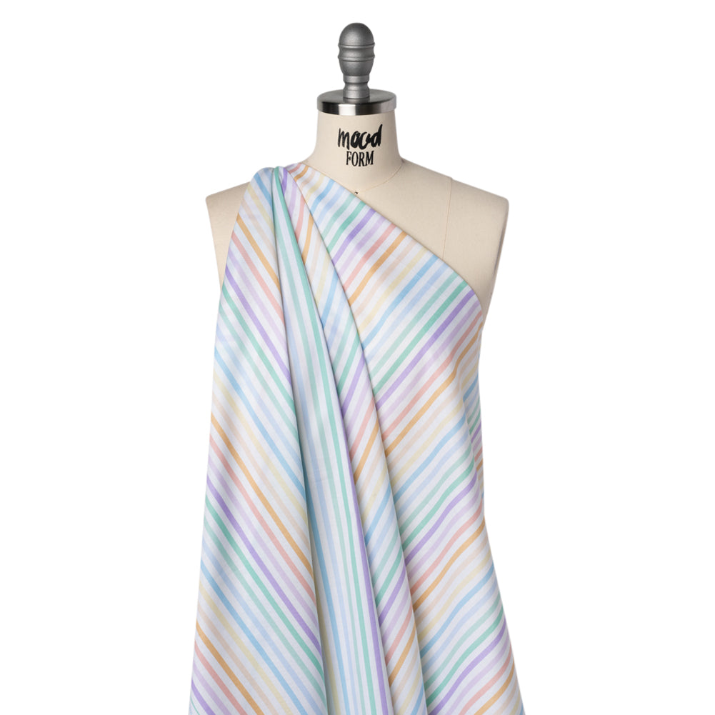 Printed Quilting Cotton by Ghazal Razavi for FIGO Studio - Pastel Rainbow and White Gummy Stripes - Dovetail Collection