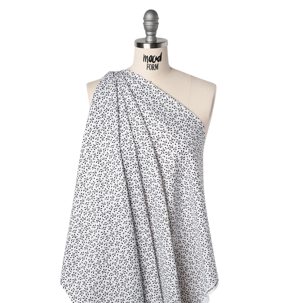 Printed Quilting Cotton by Patrick Lose for Northcott - Black on White Baby's Breath Floral - Basically Black & White Collection