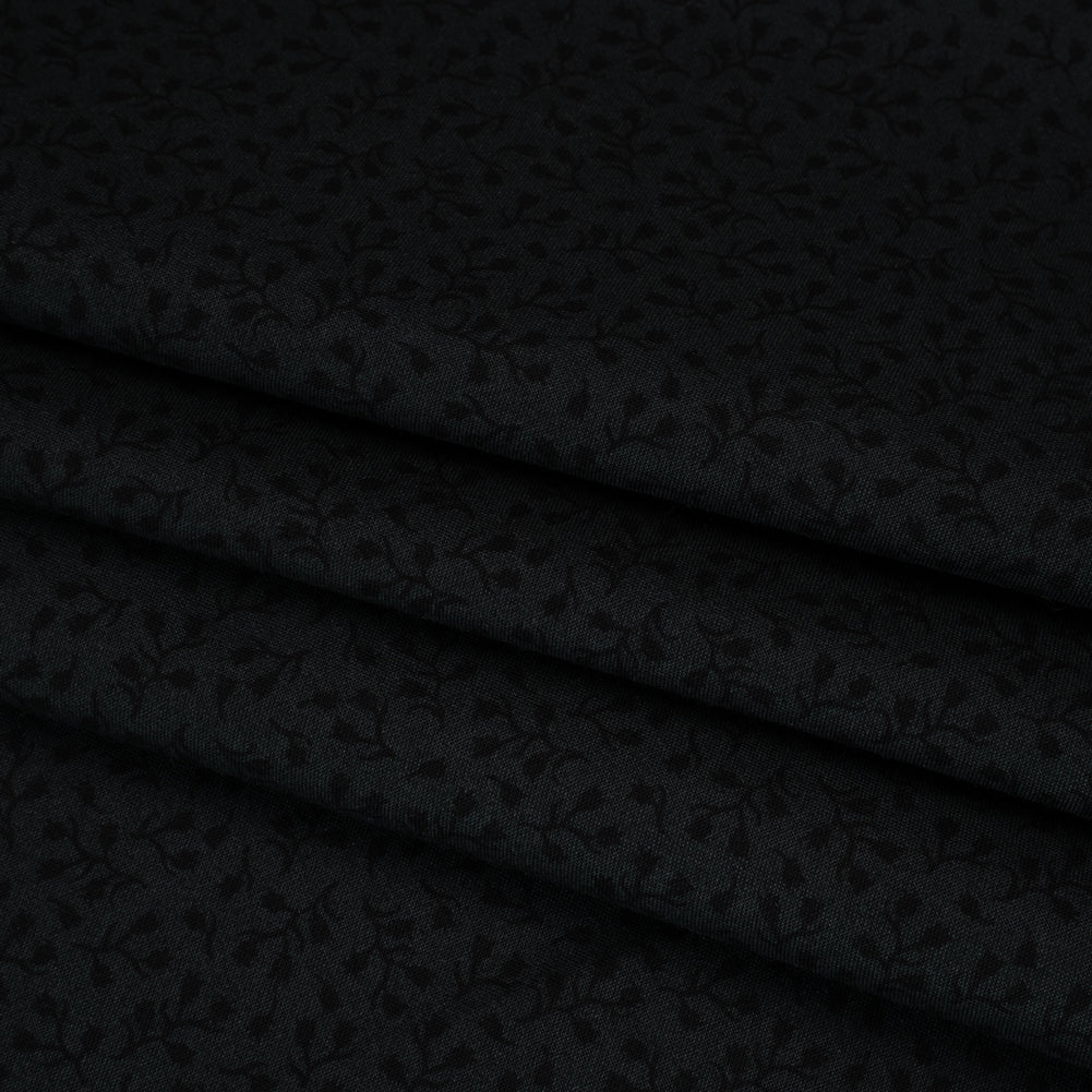 Printed Quilting Cotton by Patrick Lose for Northcott - Black on Black Baby's Breath Floral - Basically Black & White Collection