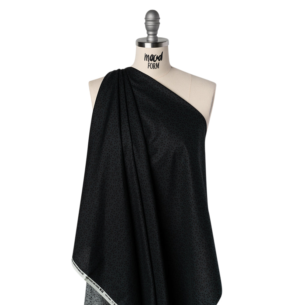 Printed Quilting Cotton by Patrick Lose for Northcott - Black on Black Baby's Breath Floral - Basically Black & White Collection