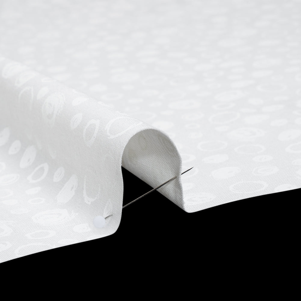 Printed Quilting Cotton by Patrick Lose for Northcott - White on White Scribble Spots - Basically Black & White Collection