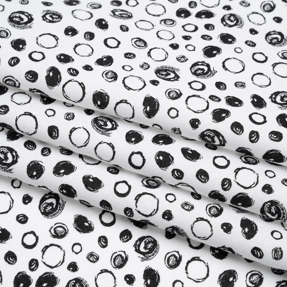 Printed Quilting Cotton by Patrick Lose for Northcott - Black on White Scribble Spots - Basically Black & White Collection