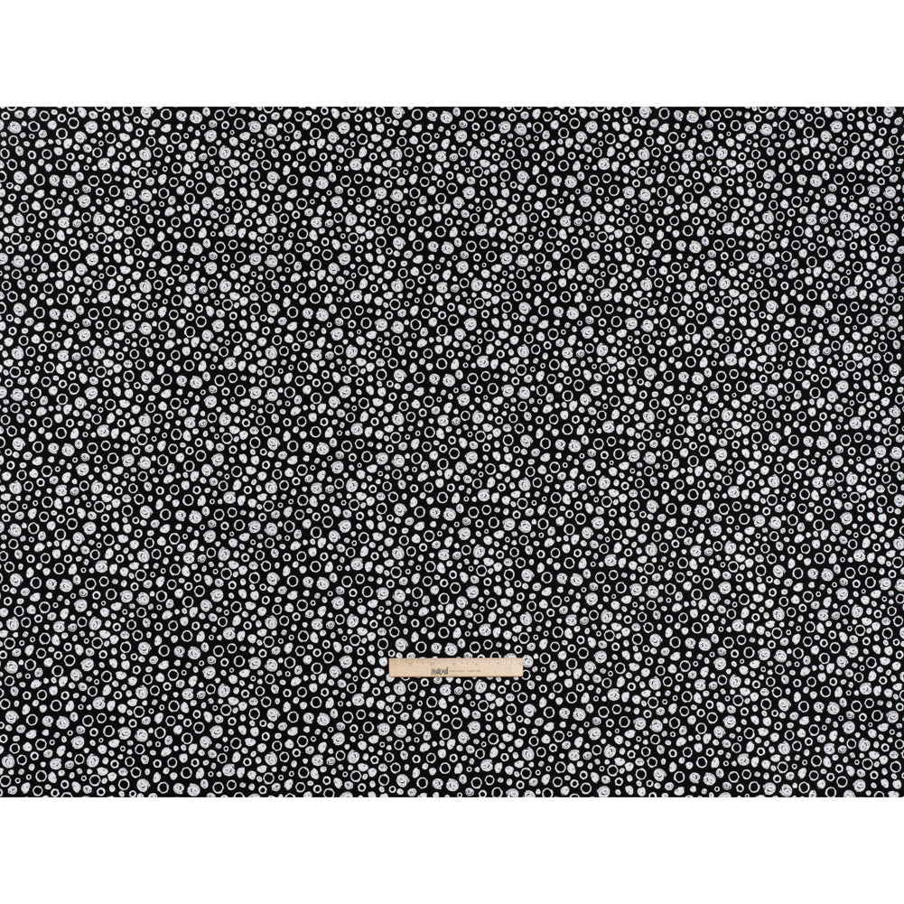 Printed Quilting Cotton by Patrick Lose for Northcott - White on Black Scribble Spots - Basically Black & White Collection
