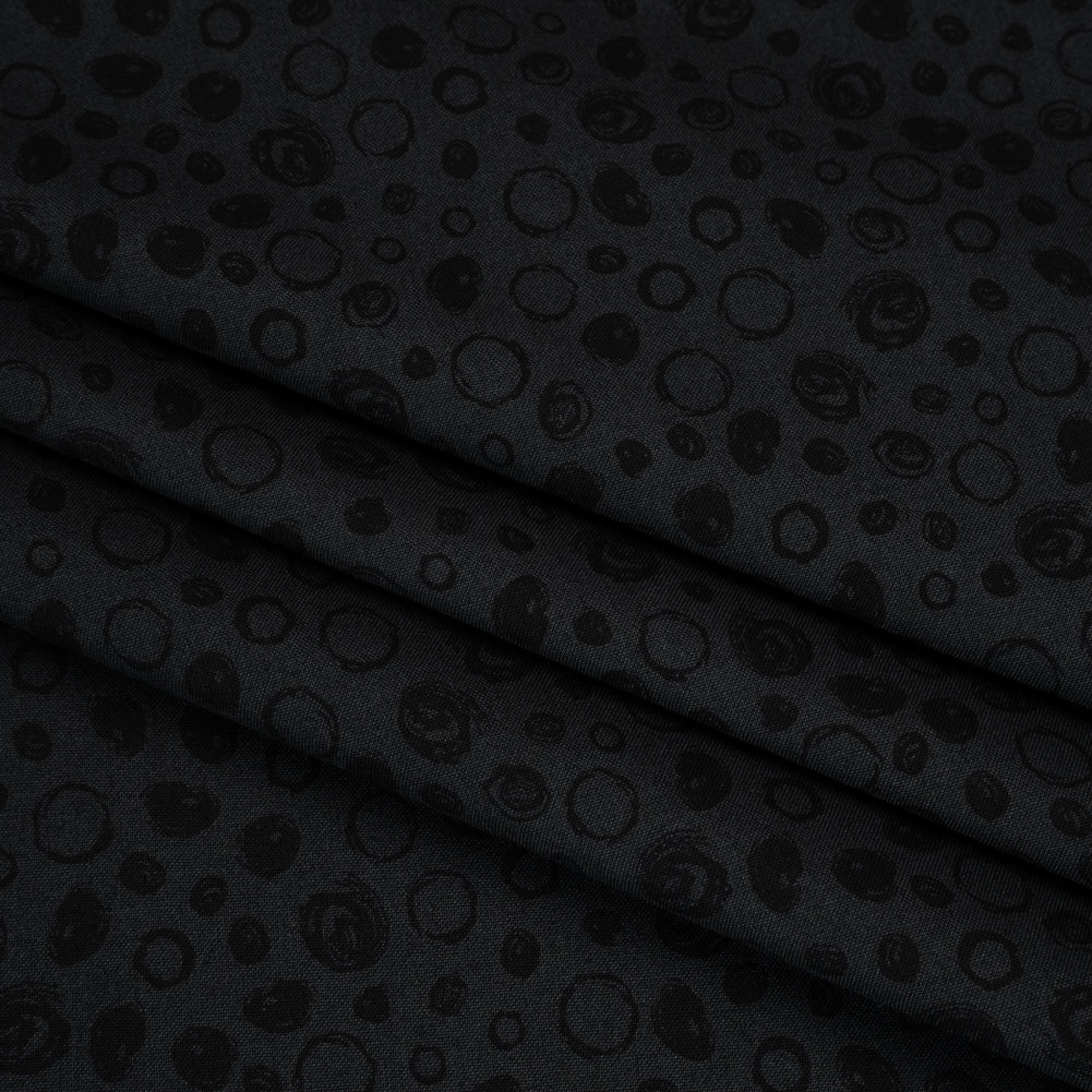 Printed Quilting Cotton by Patrick Lose for Northcott - Black on Black Scribble Spots - Basically Black & White Collection