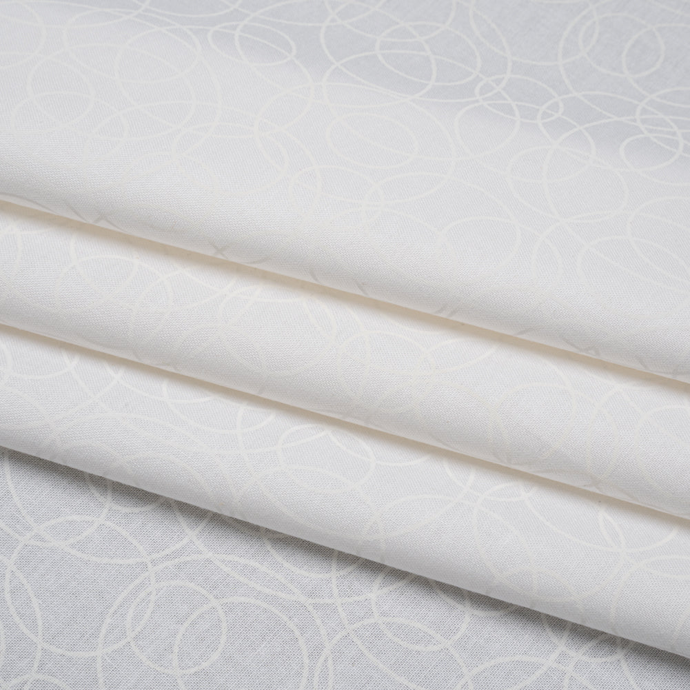 Printed Quilting Cotton by Patrick Lose for Northcott - White on White Tangled Circles - Basically Black & White Collection