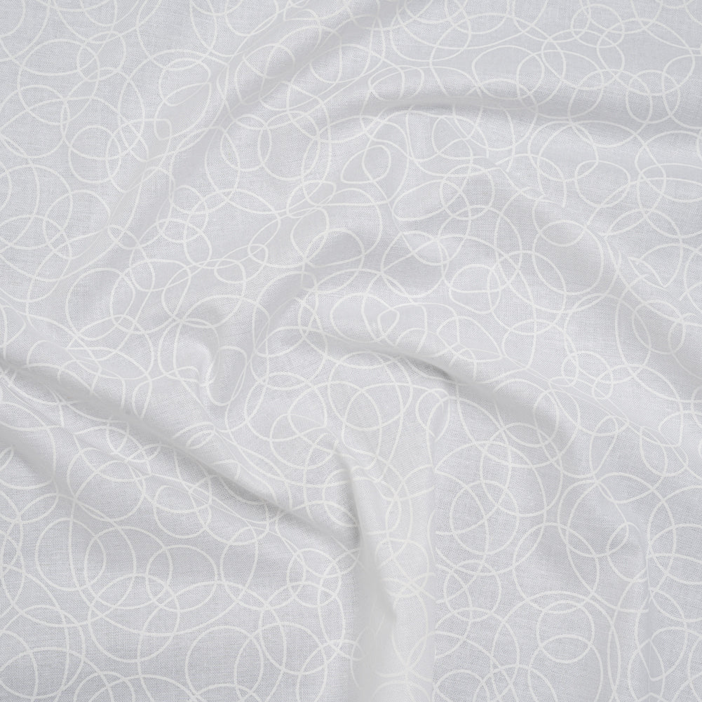 Printed Quilting Cotton by Patrick Lose for Northcott - White on White Tangled Circles - Basically Black & White Collection