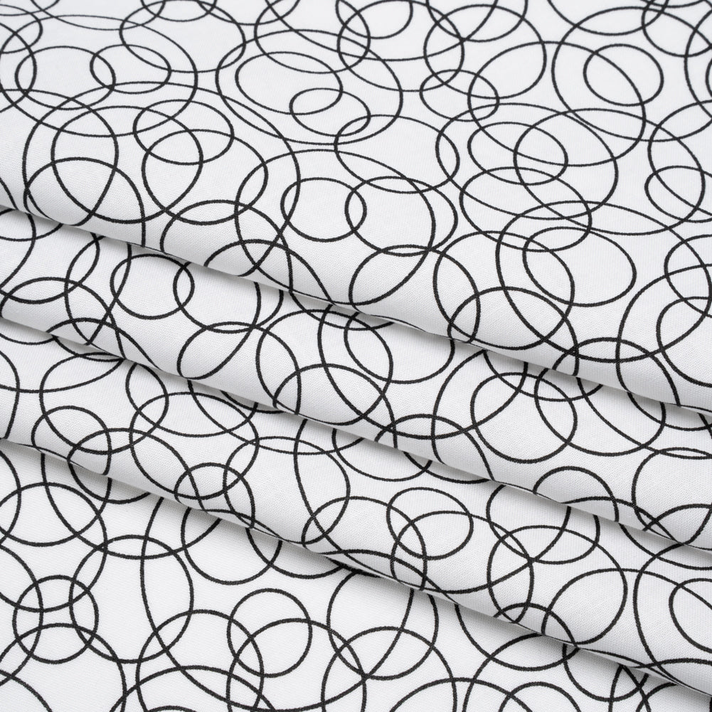 Printed Quilting Cotton by Patrick Lose for Northcott - Black on White Tangled Circles - Basically Black & White Collection