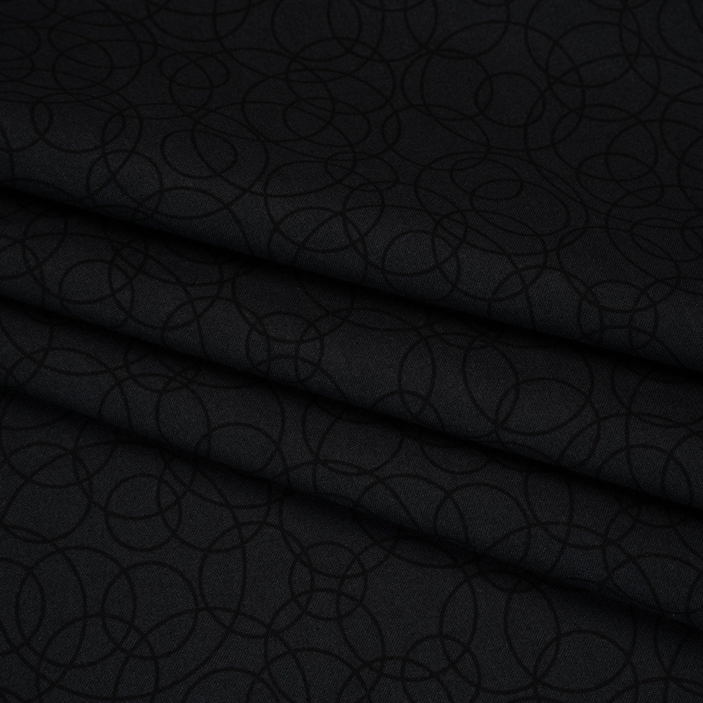 Printed Quilting Cotton by Patrick Lose for Northcott - Black on Black Tangled Circles - Basically Black & White Collection
