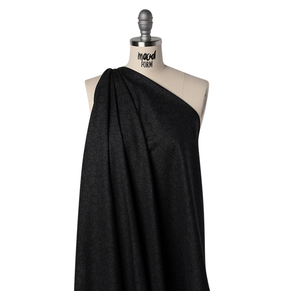 Printed Quilting Cotton by Patrick Lose for Northcott - Black on Black Tangled Circles - Basically Black & White Collection