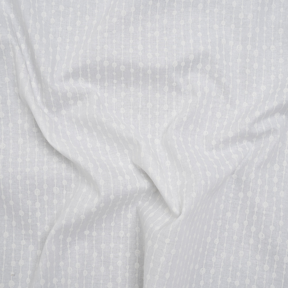 Printed Quilting Cotton by Patrick Lose for Northcott - White on White Doodle Beaded Stripe - Basically Black & White Collection