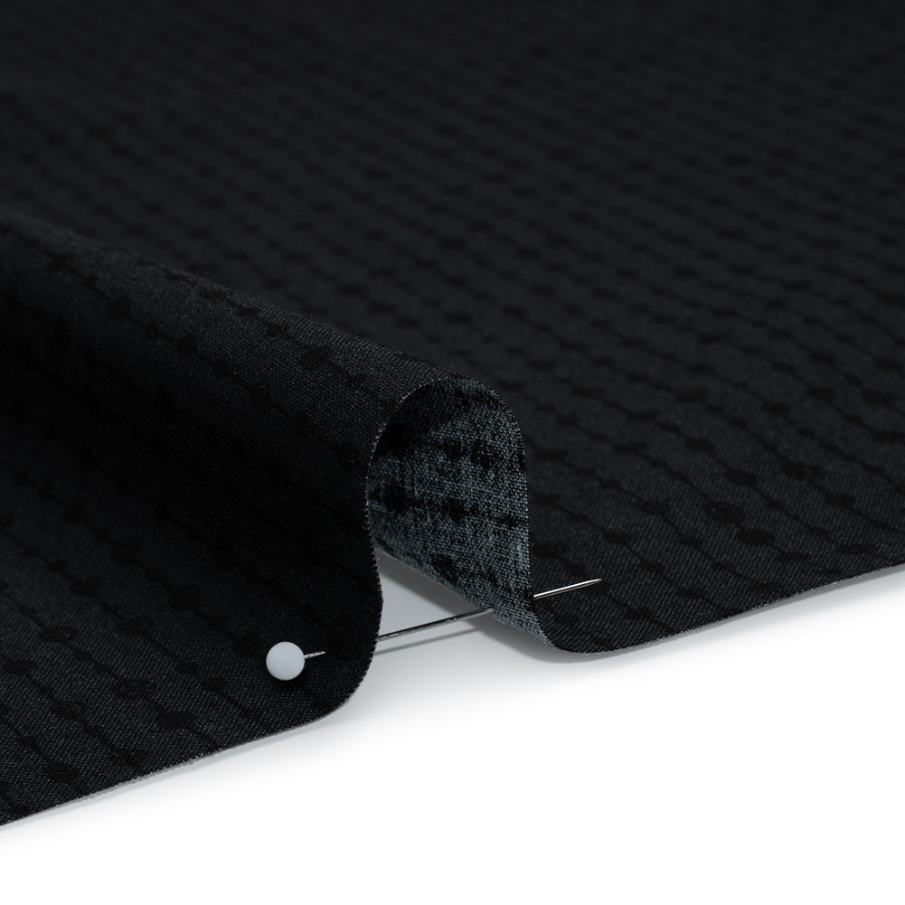 Printed Quilting Cotton by Patrick Lose for Northcott - Black on Black Doodle Beaded Stripe - Basically Black & White Collection