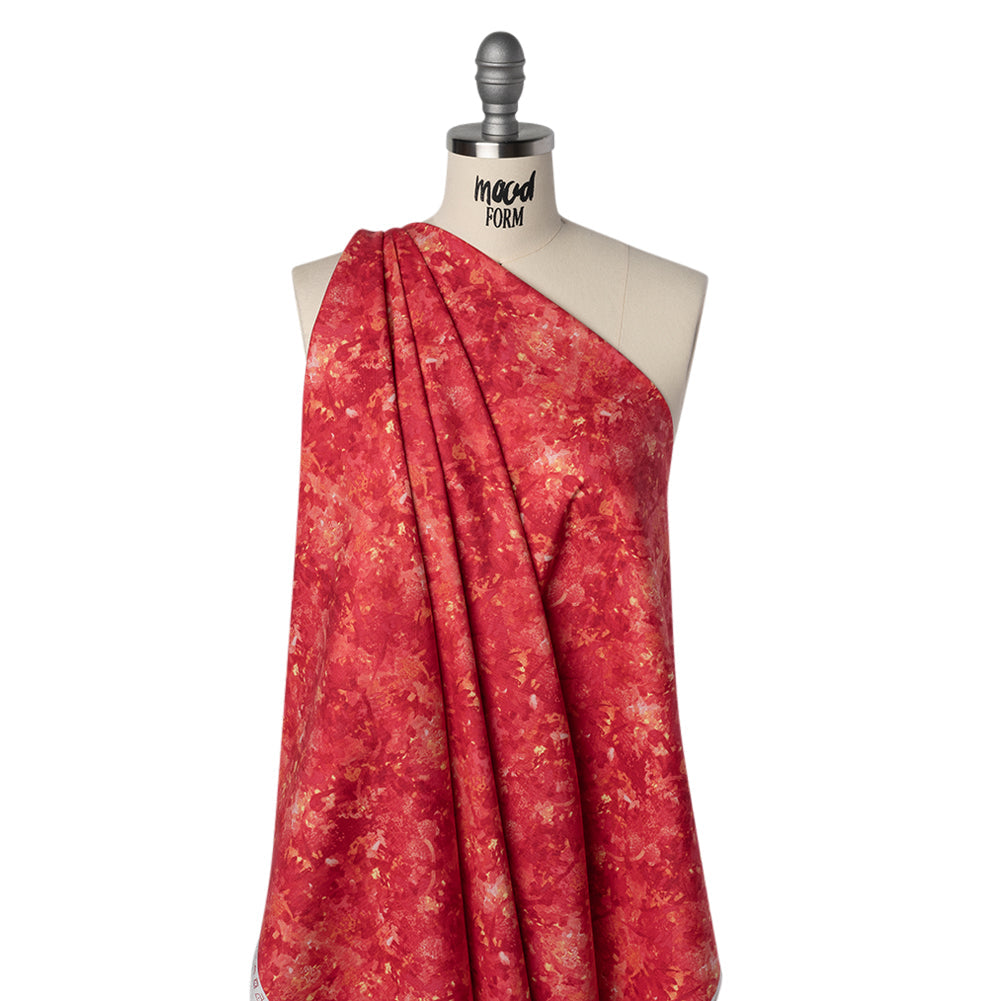 Printed Quilting Cotton by Deborah Edwards for Northcott Studio - Fire Coral Painterly Abstract - Chroma Collection