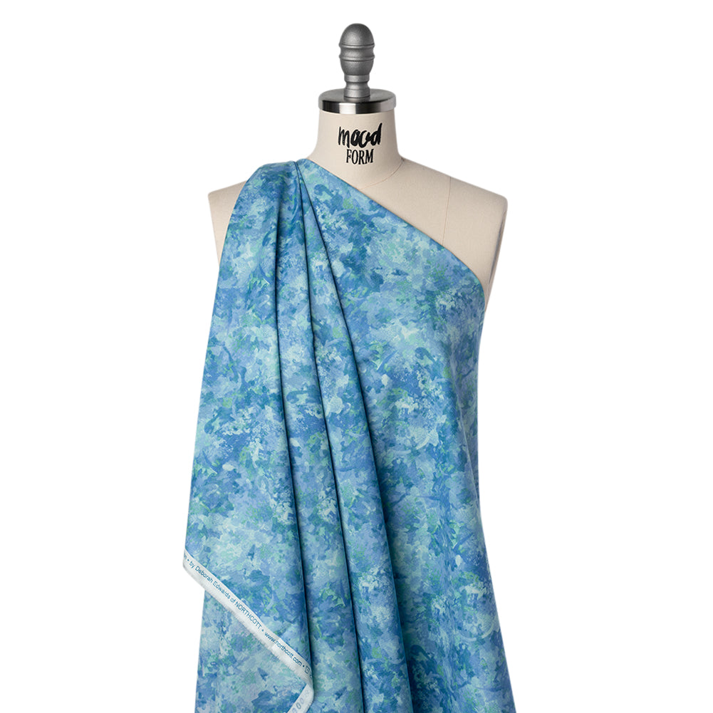 Printed Quilting Cotton by Deborah Edwards for Northcott Studio - Sea Breeze Painterly Abstract - Chroma Collection