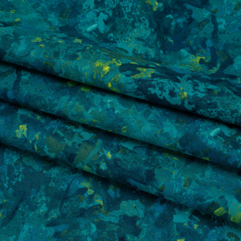 Printed Quilting Cotton by Deborah Edwards for Northcott Studio - Peacock Painterly Abstract - Chroma Collection