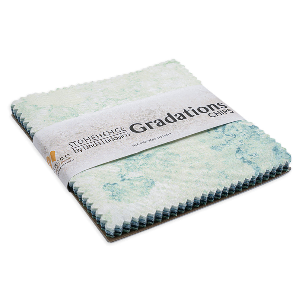 Stonehenge Quilting Cotton Chips 5" Square Precuts - Blue Planet - Gradations II Collection