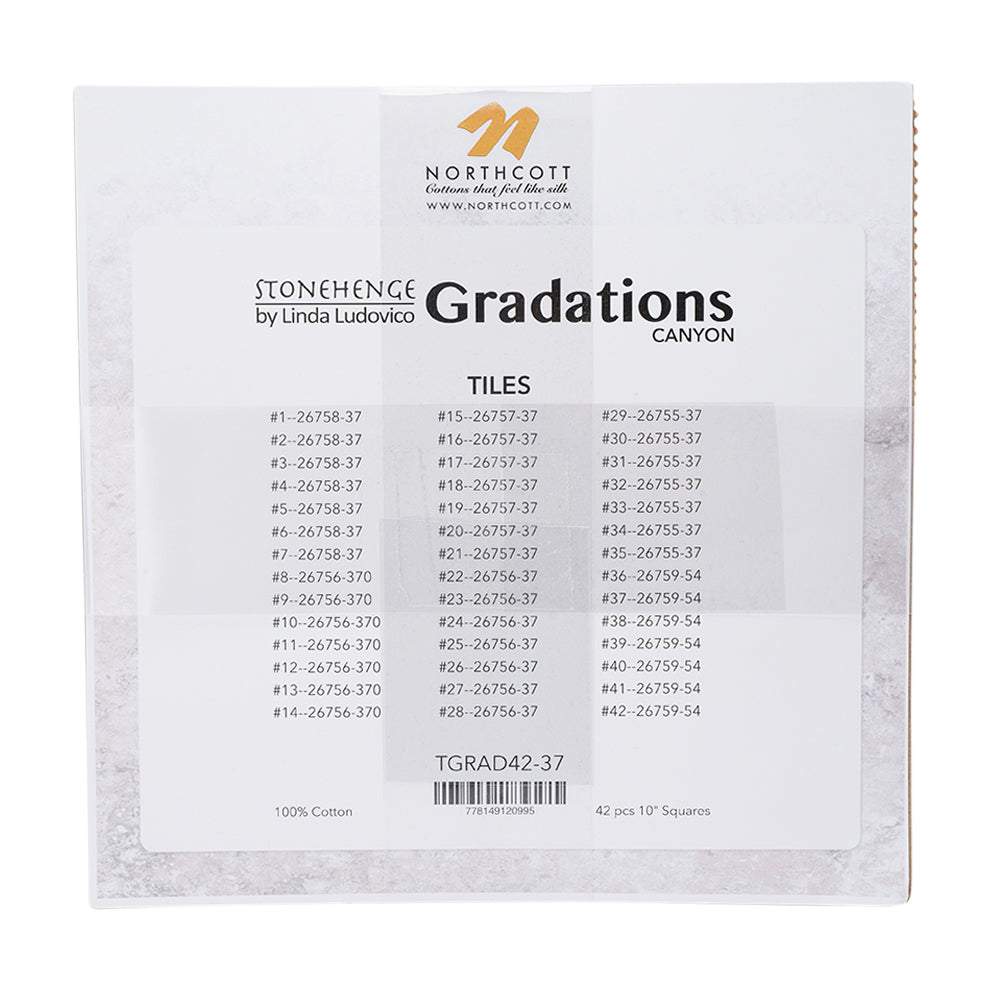 Stonehenge Quilting Cotton Tiles 10" Square Precuts - Canyon - Gradations II Collection