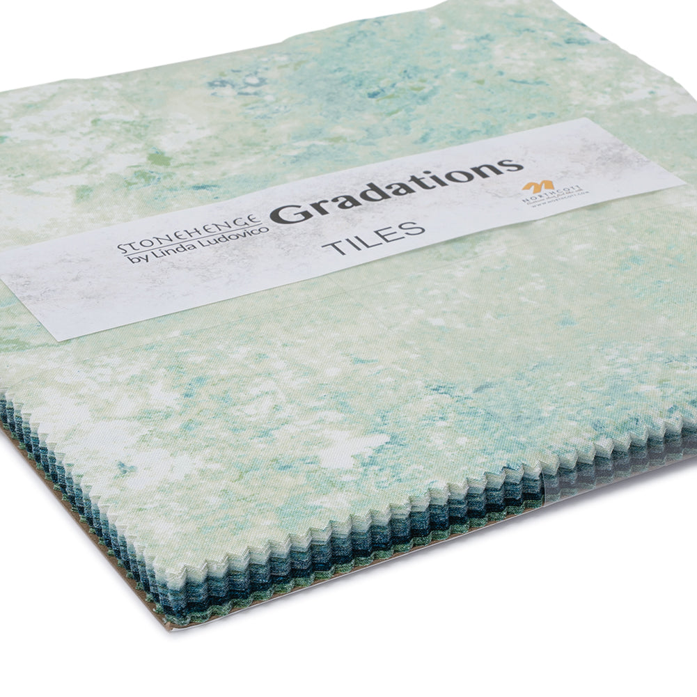 Stonehenge Quilting Cotton Tiles 10" Square Precuts - Blue Planet - Gradations II Collection