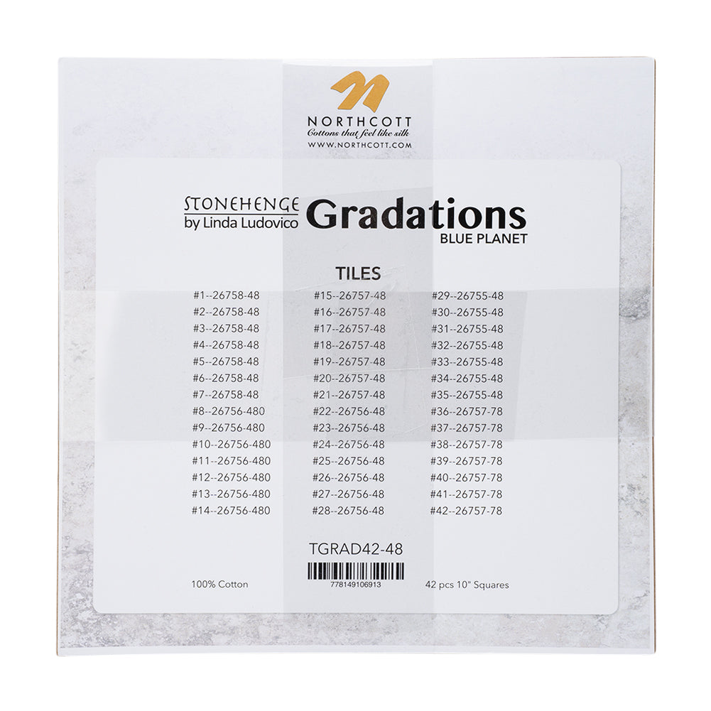 Stonehenge Quilting Cotton Tiles 10" Square Precuts - Blue Planet - Gradations II Collection