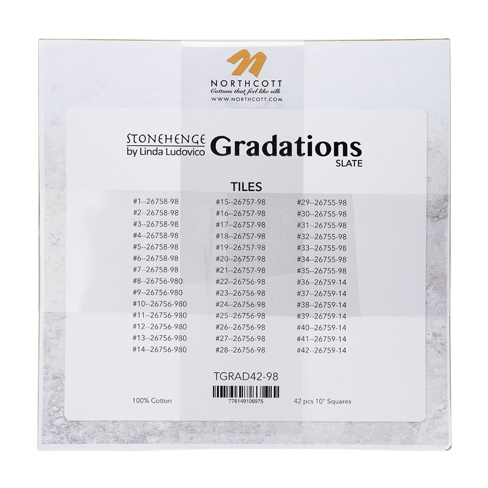 Stonehenge Quilting Cotton Tiles 10" Square Precuts - Slate - Gradations II Collection