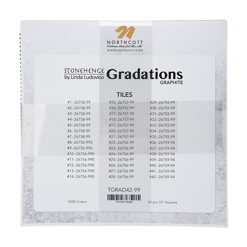 Stonehenge Quilting Cotton Tiles 10" Square Precuts - Graphite - Gradations II Collection
