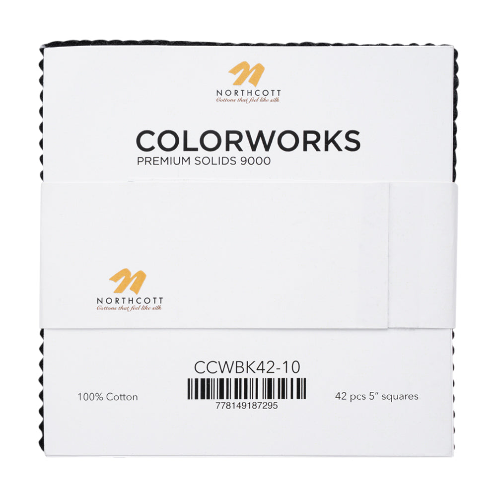 Northcott Quilting Cotton Chips 5" Square Precuts - Black - Colorworks Collection