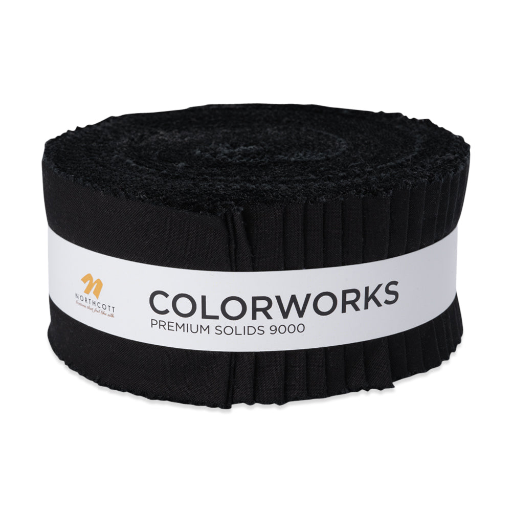 Northcott Quilting Cotton Strip Rolls 2.5" Strip Precuts - Black - Colorworks Collection