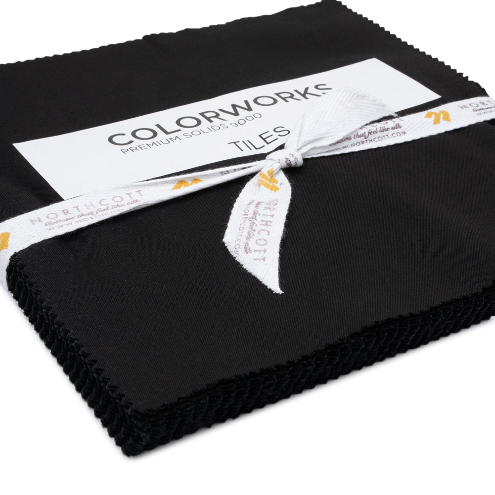 Northcott Quilting Cotton Tiles 10" Square Precuts - Black - Colorworks Collection