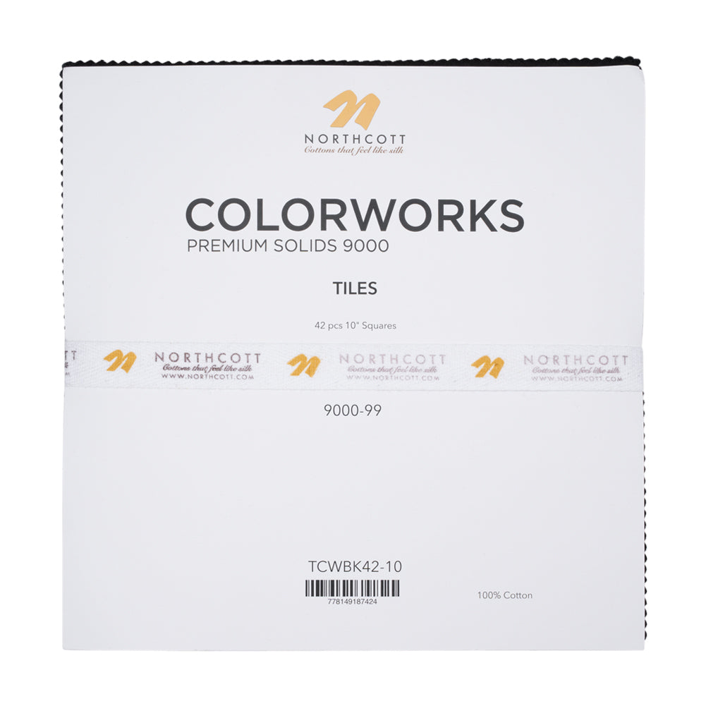 Northcott Quilting Cotton Tiles 10" Square Precuts - Black - Colorworks Collection