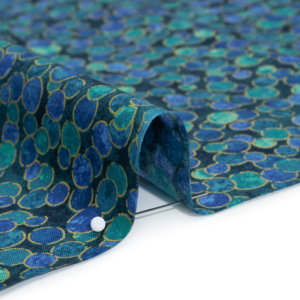 Metallic Printed Quilting Cotton by Northcott - Lagoon Polka Dot Confetti - Shimmer Collection