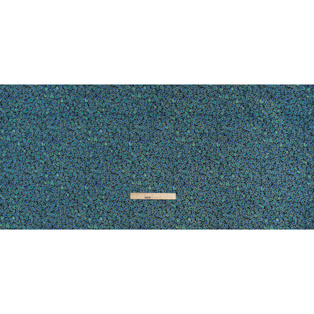 Metallic Printed Quilting Cotton by Northcott - Lagoon Polka Dot Confetti - Shimmer Collection