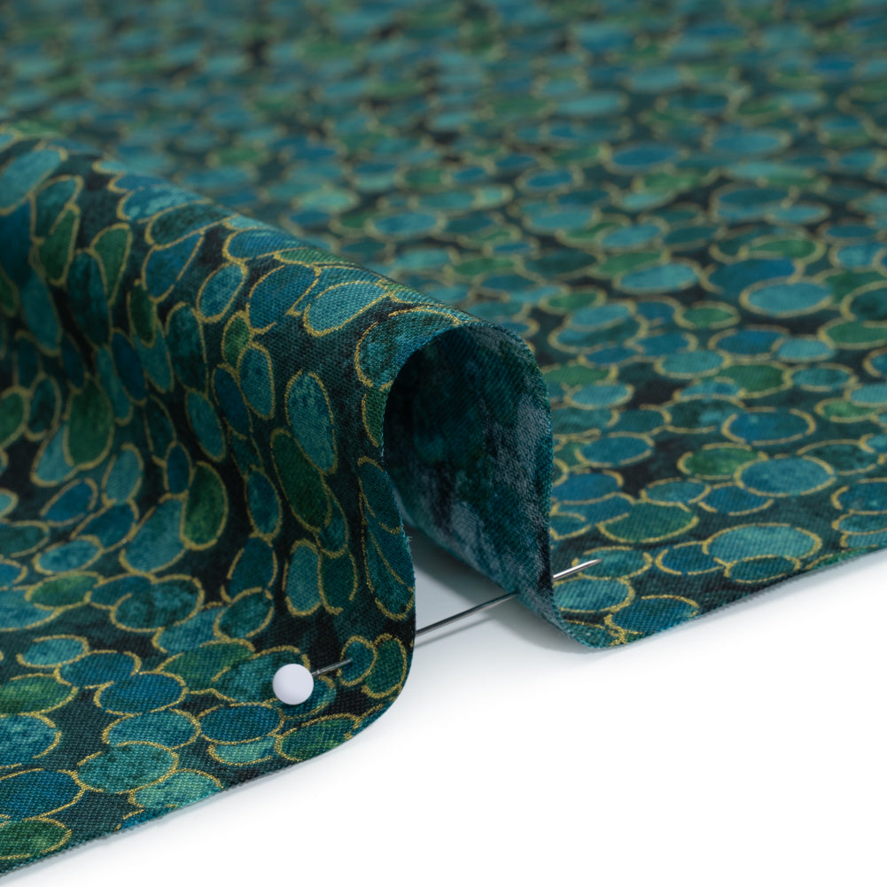 Metallic Printed Quilting Cotton by Northcott - Peacock Polka Dot Confetti - Shimmer Collection
