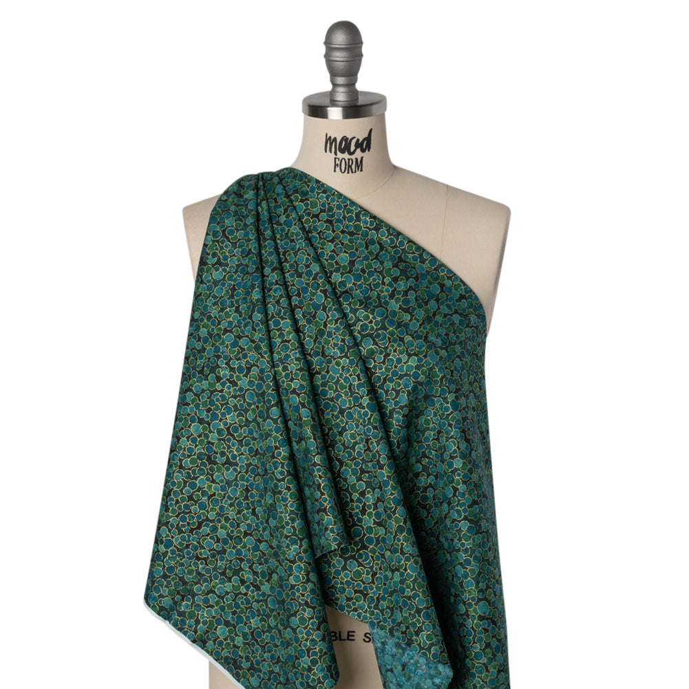 Metallic Printed Quilting Cotton by Northcott - Peacock Polka Dot Confetti - Shimmer Collection