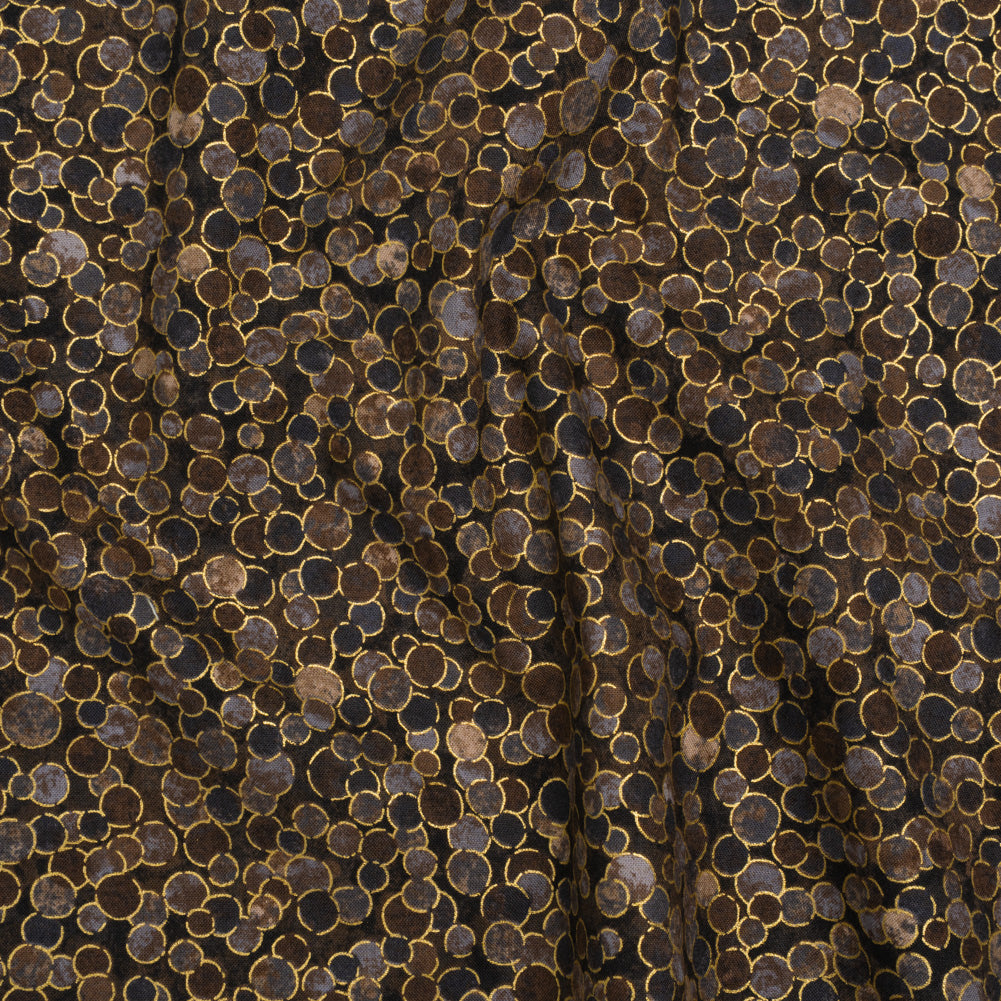 Metallic Printed Quilting Cotton by Northcott - Desert Sand Polka Dot Confetti - Shimmer Collection