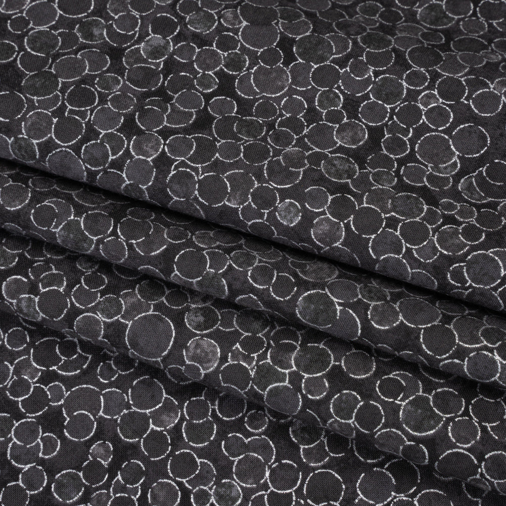 Metallic Printed Quilting Cotton by Northcott - City Fog Polka Dot Confetti - Shimmer Collection