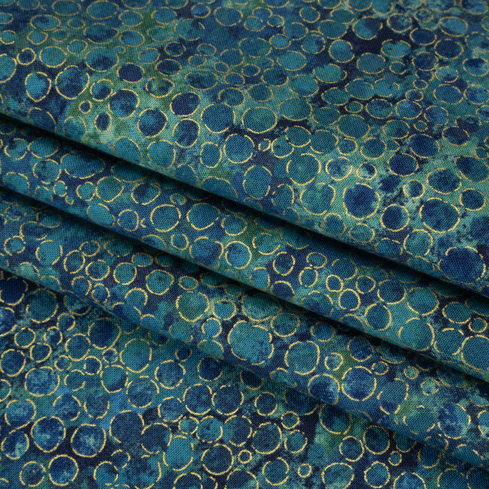 Metallic Printed Quilting Cotton by Northcott - Dusk River Rocks - Shimmer Collection