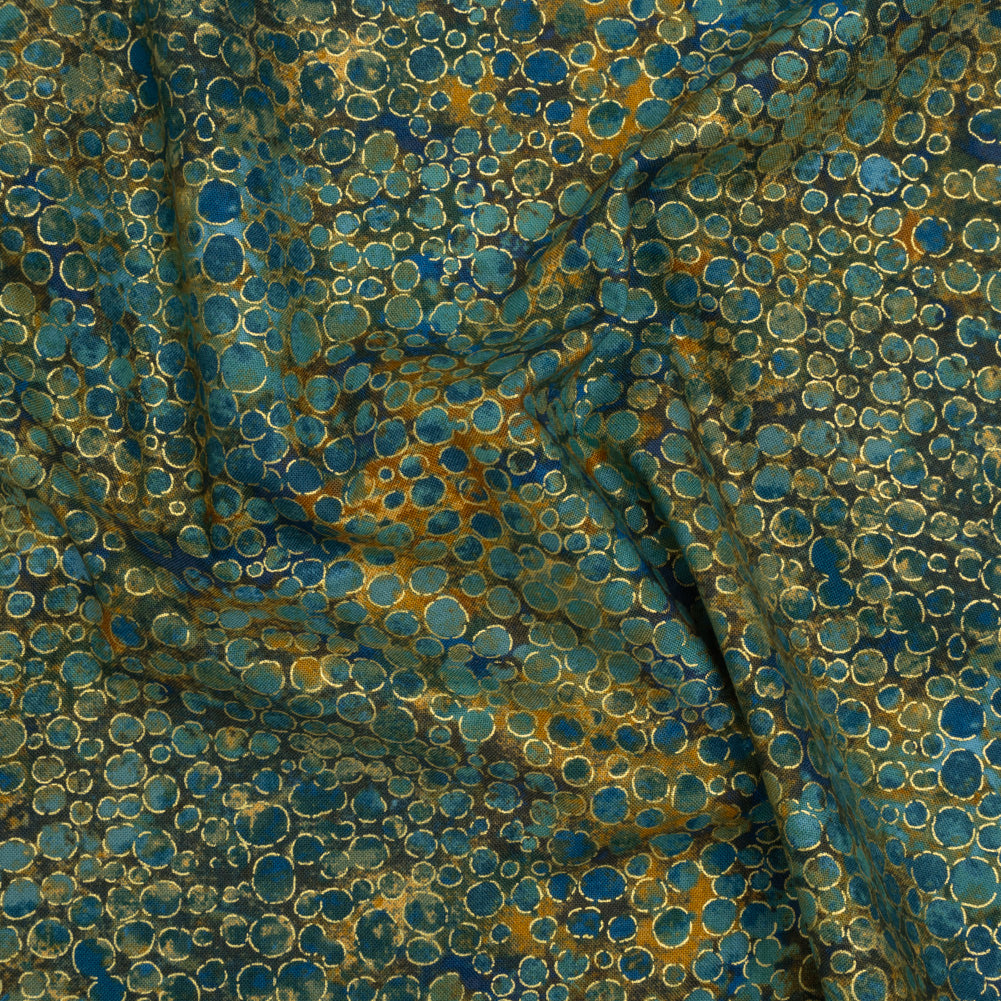 Metallic Printed Quilting Cotton by Northcott - Dawn River Rocks - Shimmer Collection