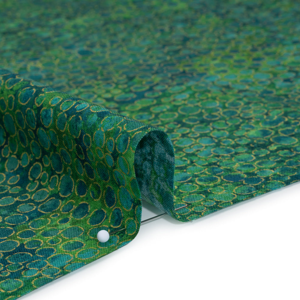 Metallic Printed Quilting Cotton by Northcott - Peacock River Rocks - Shimmer Collection