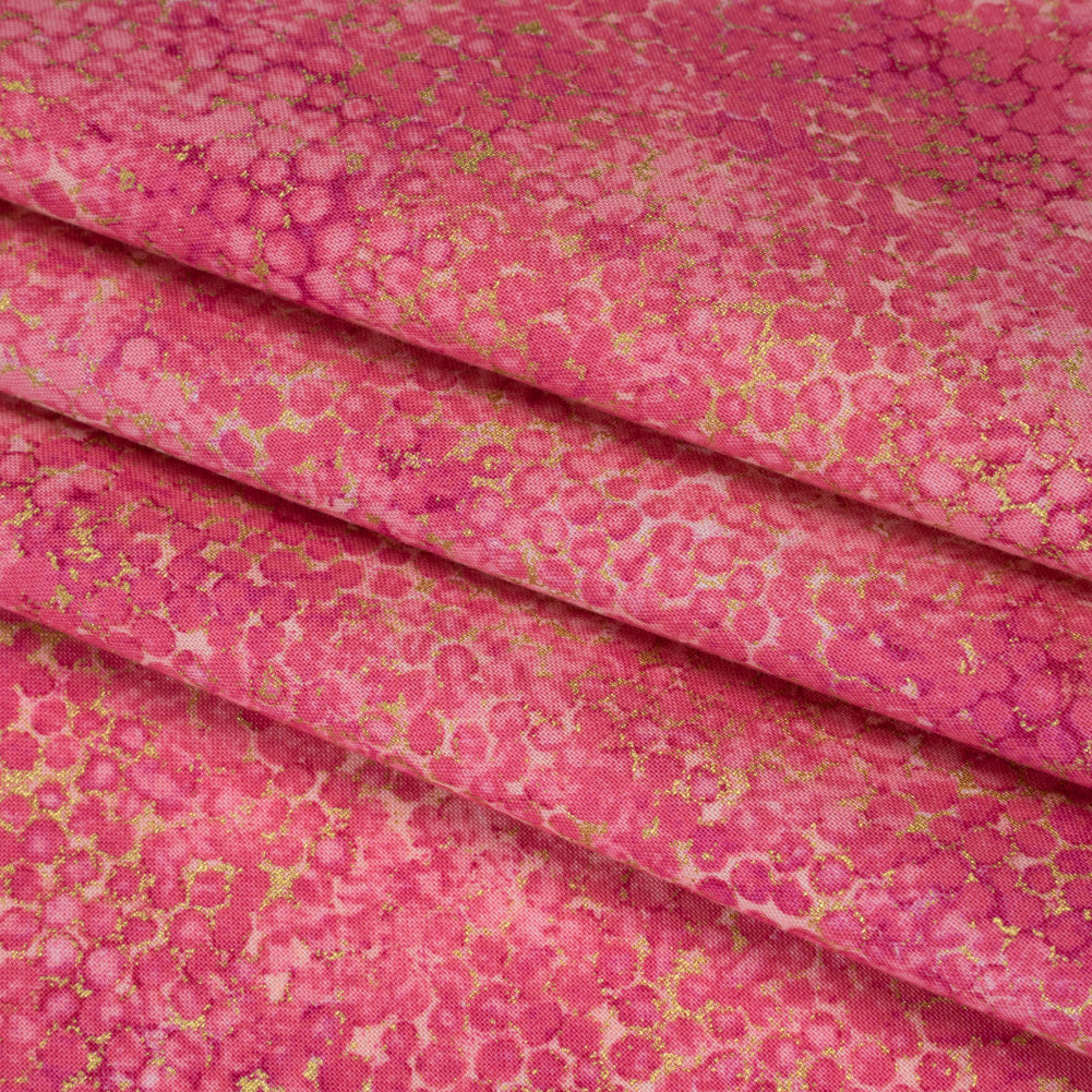 Metallic Printed Quilting Cotton by Northcott - Bubble Gum Pebbles - Shimmer Collection